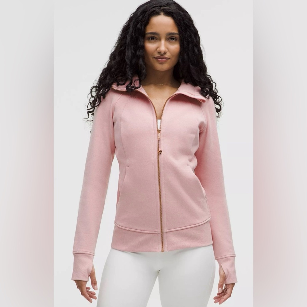 Lululemon NWT Scuba Hoodie Full Zip Jacket Pink Haze Rose Gold Hardware Size 8